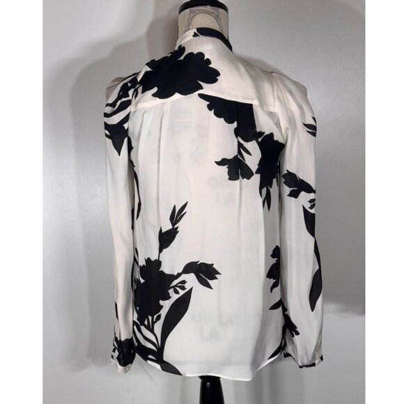 Joie KAYVAN Floral Silk Blouse, Porcelain / Black, Womens Size XS - Picture 4 of 7